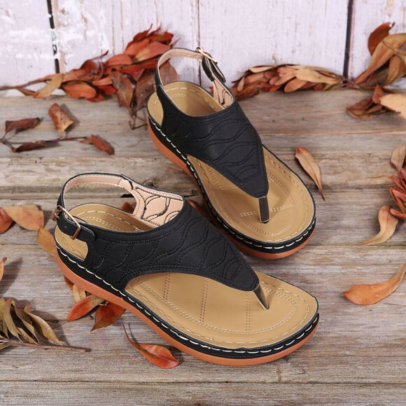 Low-Wedge Women Orthopedic Sandals Casual Flat Shoes Flip Flops Ladies A… - Picture 6 of 11